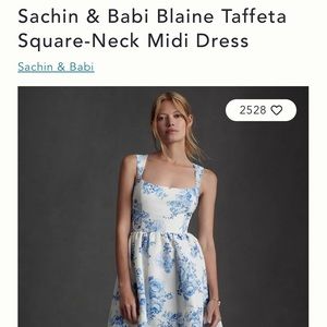 Anthropologie Sachin & Babi Blaine Taffeta Square-Neck Midi Dress Size 8